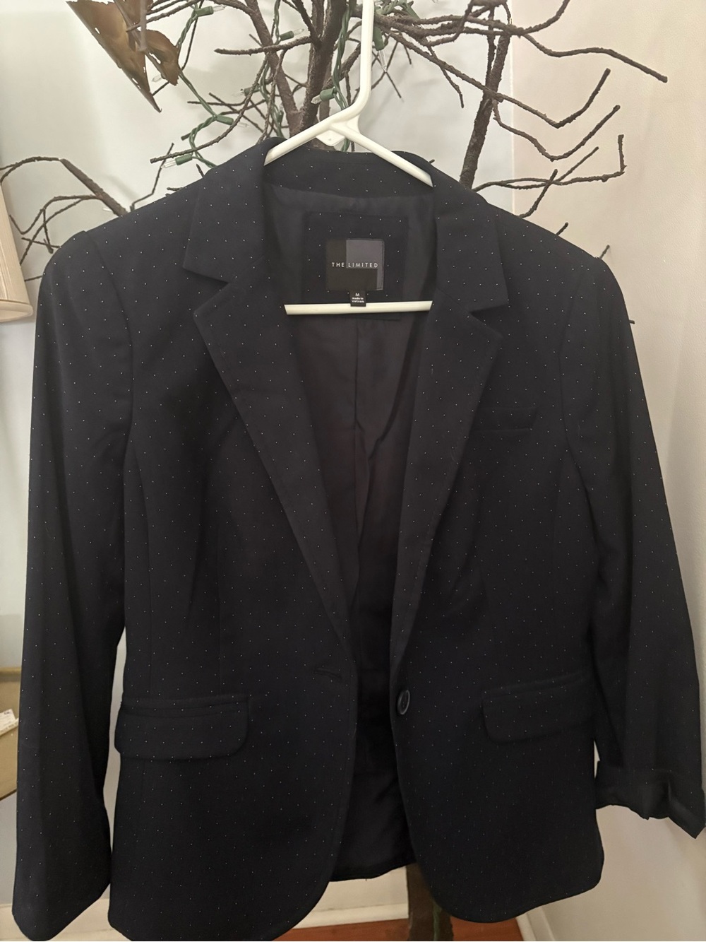 The Limited Black Pin Dot Womens Blazer